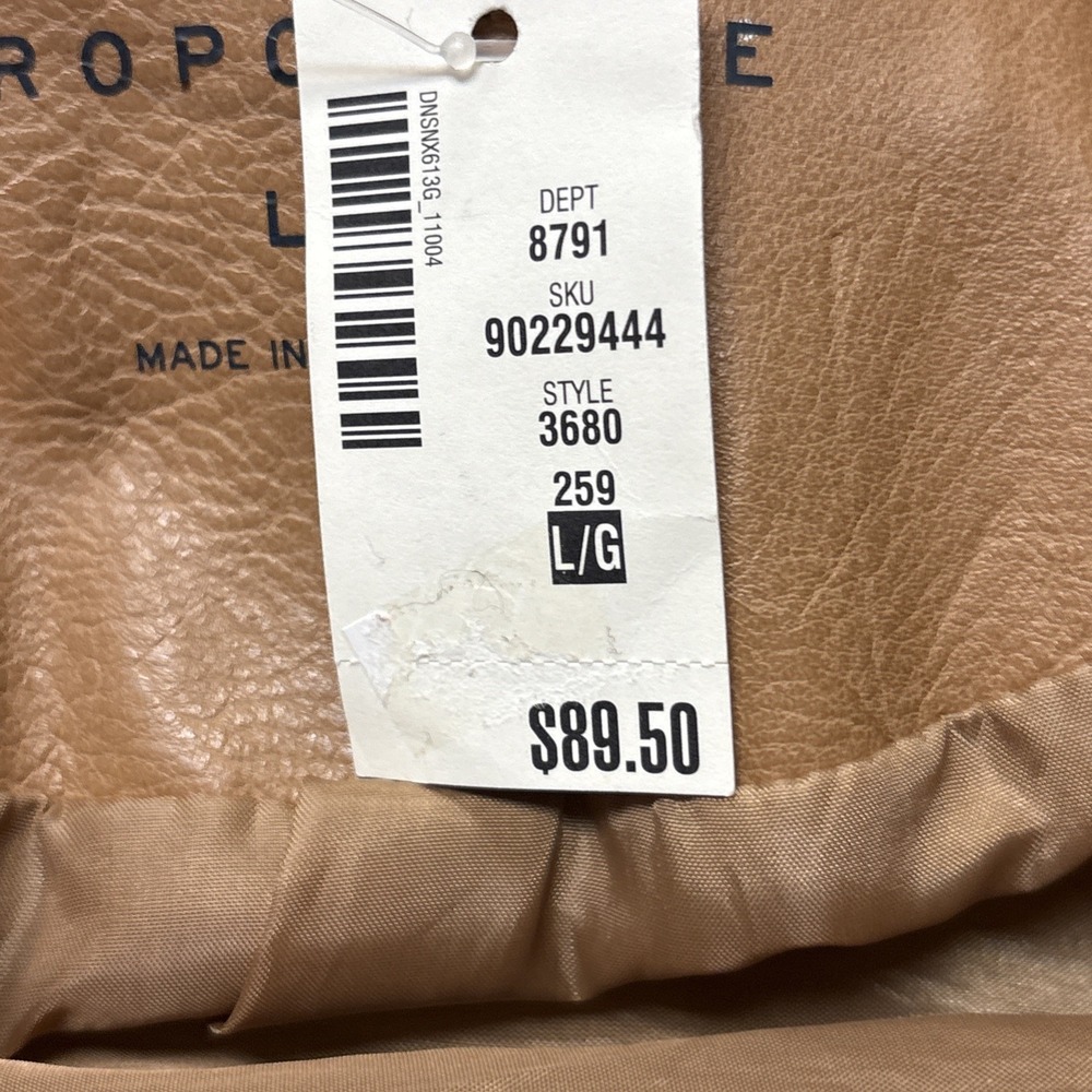 NewAeropostale Faux Light Brown‎ Leather Moto Jacket Size L - Picture 6 of 11